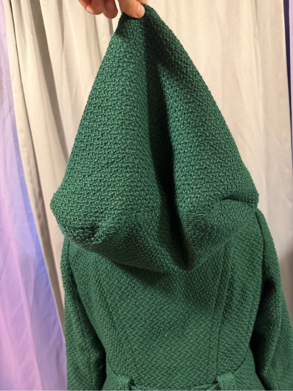 STEVE MADDEN ONCE UPON A THYME kelly green Hooded modcloth Belted peacoat - Picture 4 of 8